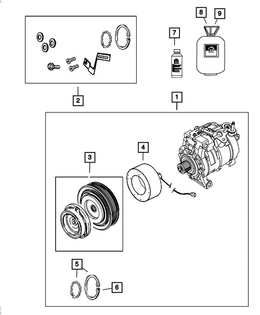 68340016AB A/C Compressor, 5.7L, 8Cyl