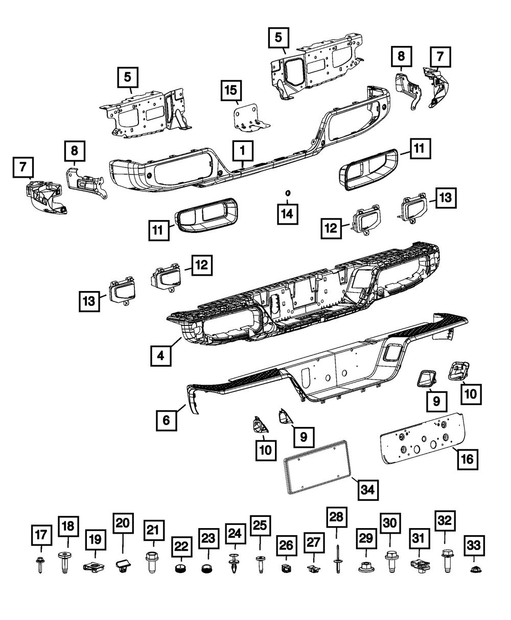 68356522AB Rear, Passenger Side Bumper Bracket, Crew Cab Pickup