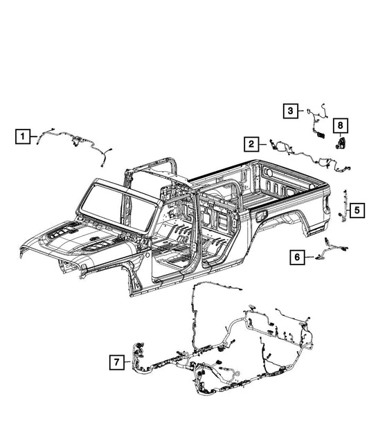 68397617AB Tailgate Wiring Harness - Direct Fit