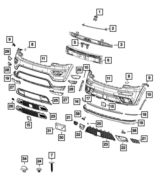 68457065AA Sport Utility Front, Upper Bumper