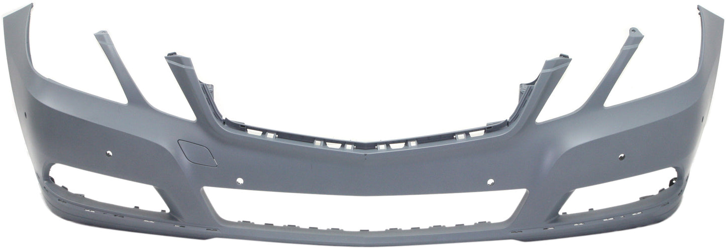 Накладка на передний бампер, грунтованная, для седана, с отверстиями для датчиков парковочных систем, для моделей без отверстий для омывателей фар и пакета отделки AMG