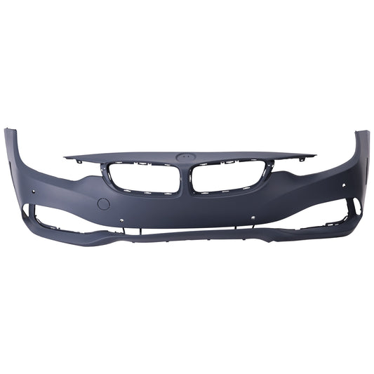 Front Primed Bumper Cover, Base Model, With Parking Aid Sensor Holes, For Models Without Parking Assist Sensor, Headlight Washer Holes and M Sport Package
