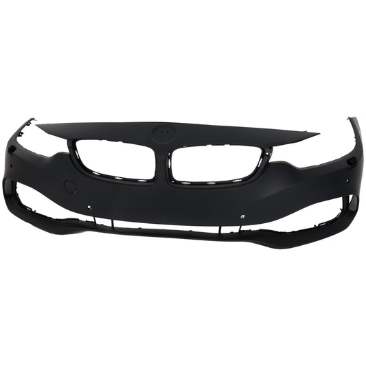 Front Primed Bumper Cover, Base Model, For Models without M Sport Package, with Side View Camera, Park Assist System, Park Distance Control Sensor Holes and Headlight Washer Holes, CAPA CERTIFIED