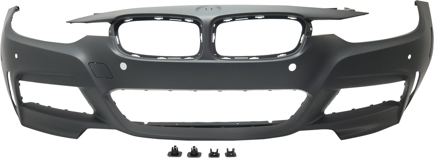 Front Primed Bumper Cover, For Models With M Sport Package, Park Distance Control Holes and Reflector Holes, Without Headlight Washer Holes, Park Assist Holes and Surround View Camera Holes