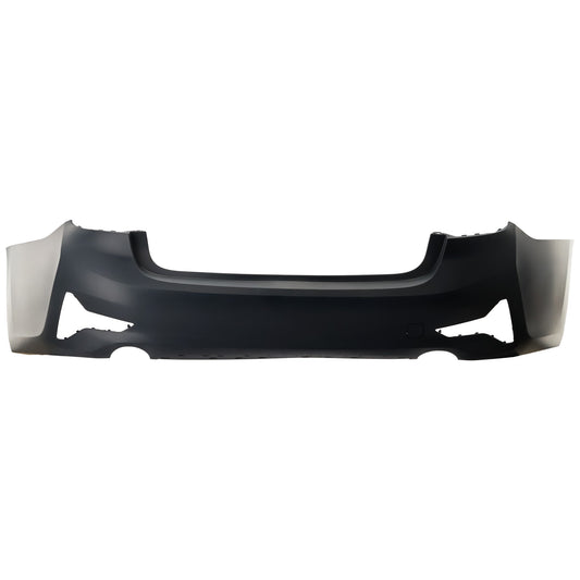 Rear Primed Bumper Cover, Sport Line, For Models without M Sport Package and Park Distance Control Sensor Holes, Sedan