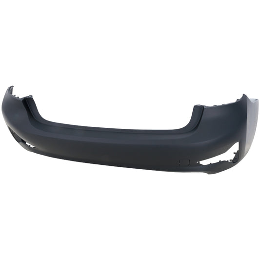 Накладка на задний бампер, грунтованная, для моделей без спортивного пакета M, с линиями отделки Luxury Line и отверстиями для датчиков парковки, сертифицирована CAPA