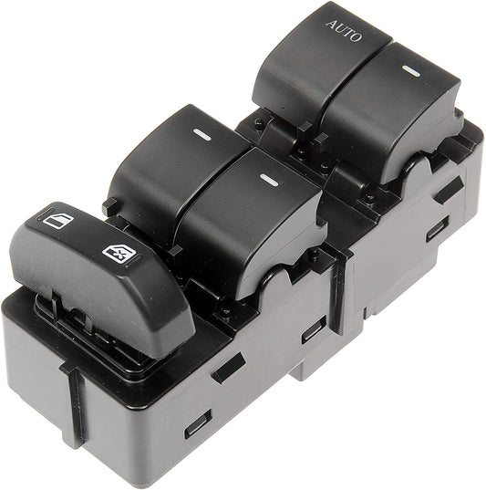 901-227 Front, Driver Side Window Switch, Black, with Power Rear Quarter Window