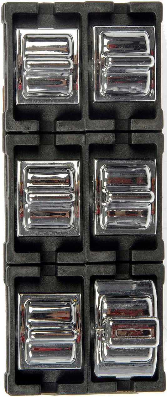 901-322 Front, Driver Side Window Switch, Chrome, with Power Door Locks, with Keyless Entry