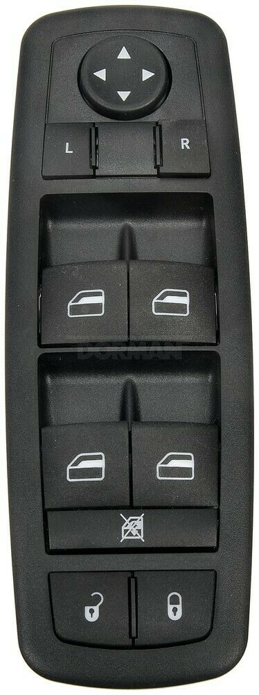 901-498 Front, Driver Side Window Switch, Black, with One Touch Up and Down - Front, Power Mirror