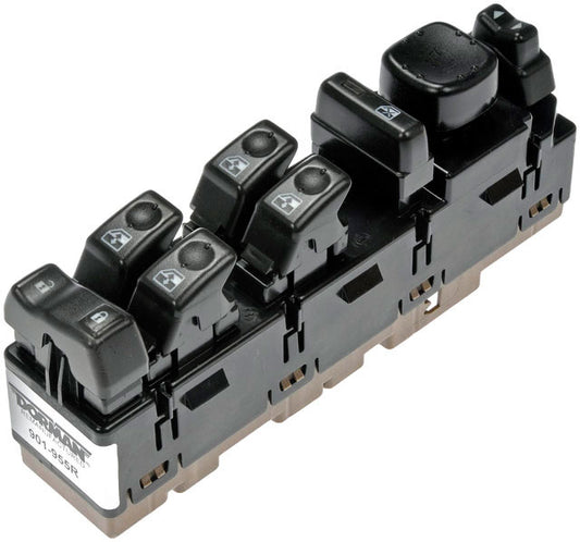 901-955R Front, Driver Side Window Switch, Black, 8 Buttons, with Power Adjustable Pedals, with RPO Code DPF (Heated, Wide Load)