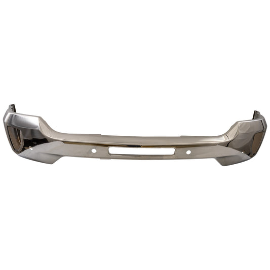 Front Bumper, Chrome, With Fog Light Holes, With Impact Bar Skid Plate, Without Mounting Brackets