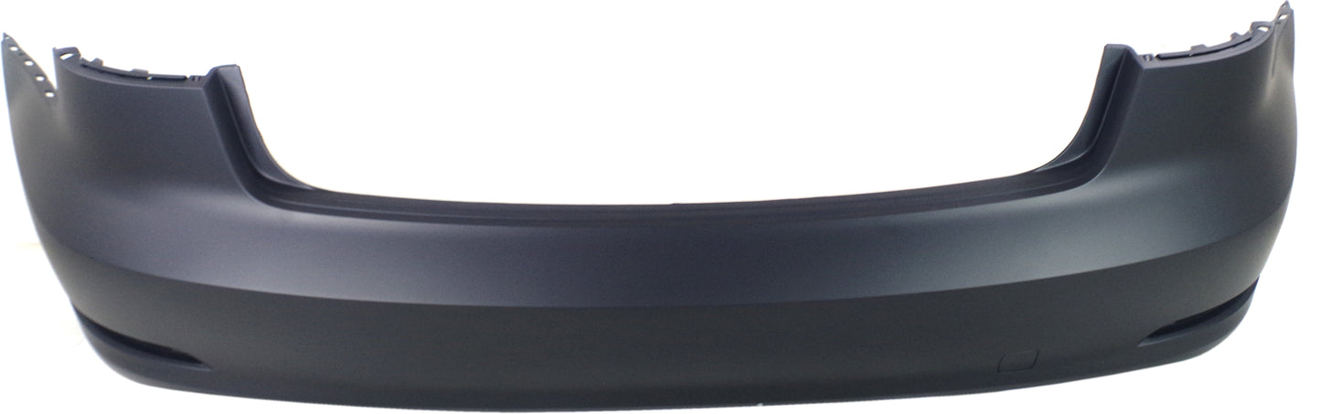 Rear Primed Bumper Cover, Convertible/Sedan, Without Parking Aid Sensor Holes, CAPA Certified