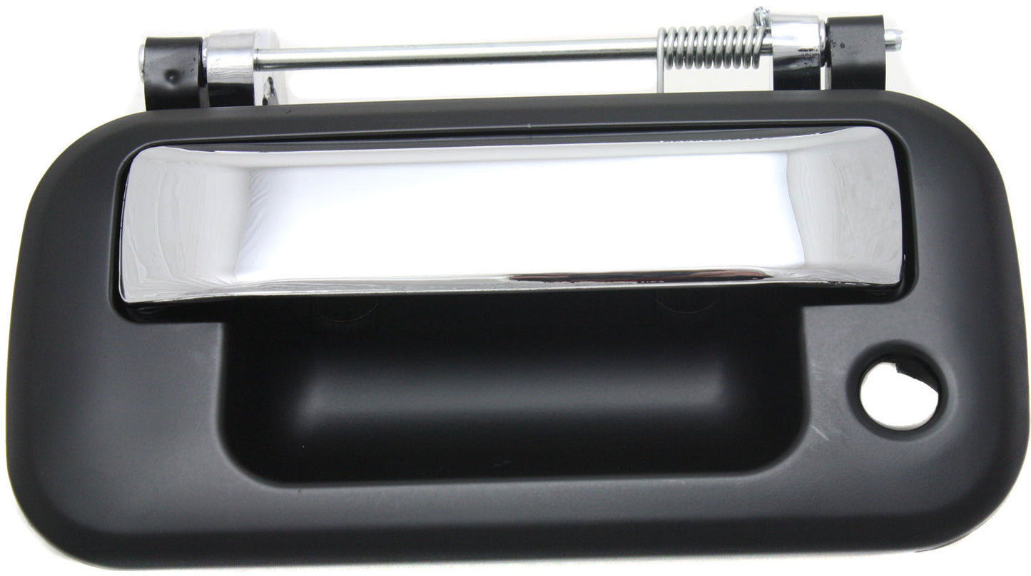 Tailgate Handle, Chrome Lever with Smooth Black Bezel Plastic Without Camera Hole