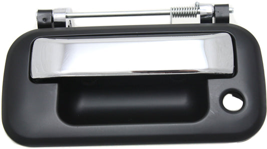 Tailgate Handle, Chrome Lever with Smooth Black Bezel Plastic Without Camera Hole