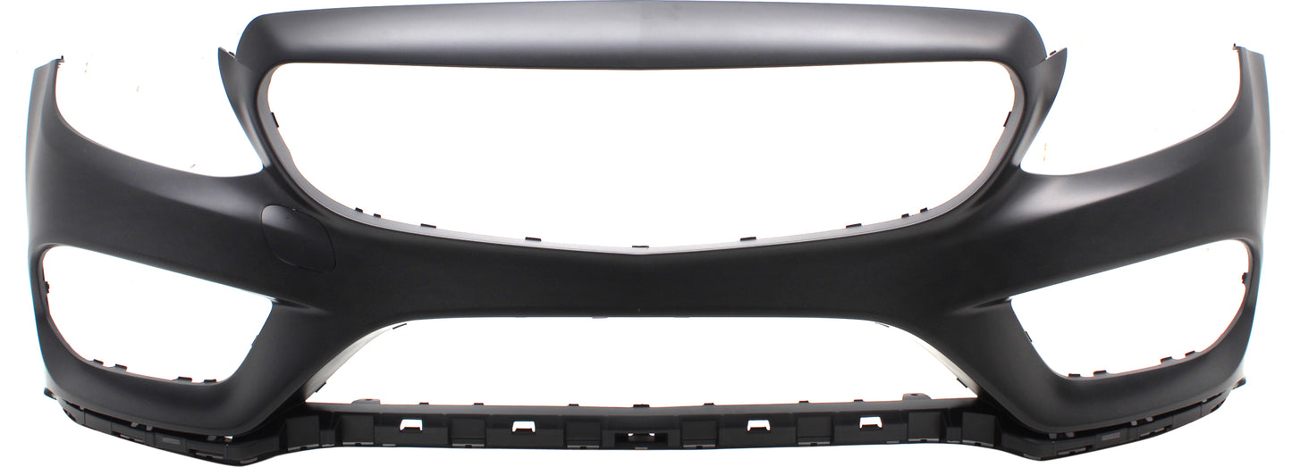 Front Primed Bumper Cover, Convertible/Coupe/Sedan, For Models With Sport Package, Without Parking Aid Sensor Holes and Surround View, Except C63 Model, CAPA Certified