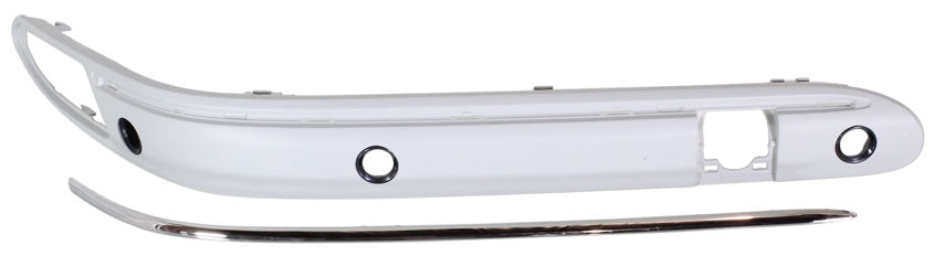 Front, Passenger Side, Outer Bumper Trim, Primed, Side Impact Strip, With Parking Aid Sensor Holes