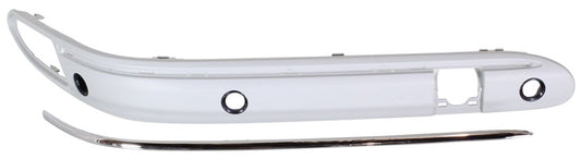Front, Passenger Side, Outer Bumper Trim, Primed, Side Impact Strip, With Parking Aid Sensor Holes