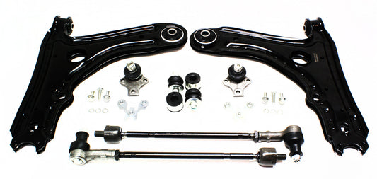 Front, Driver and Passenger Side, Lower Control Arm Kit, with Front Inner and Outer Tie Rod Assemblies, Front Lower Ball Joints and Front Sway Bar Links