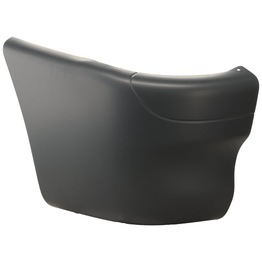 Front, Passenger Side Bumper End, Painted Black Plastic