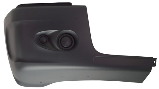 Front, Passenger Side Bumper End, Painted Black Plastic