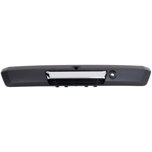 Tailgate Handle, Chrome Lever with Textured Black Housing Bezel, Manual Type, with Camera Hole, For Models with Rear View Camera and Trailer Hook Up Light-Fixed, without 4 Slots