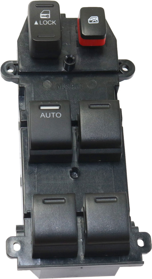 Front, Driver Side Window Switch, Black, 6-Button
