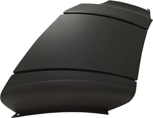 Front, Driver Side Bumper End, Painted Black Plastic