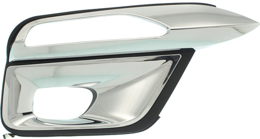 Front, Passenger Side Fog Light Trim, Black and Chrome, Without Collision Warning