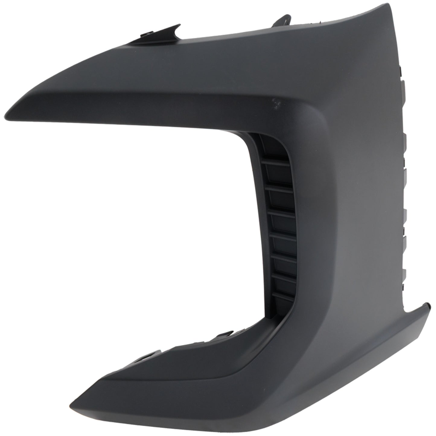 Front, Driver Side Bumper End, Textured Plastic