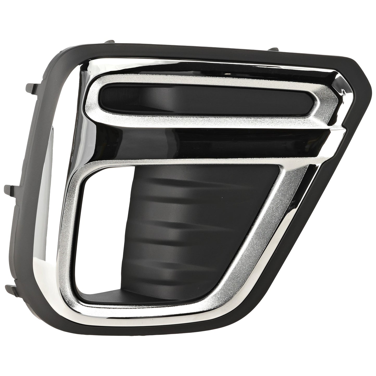Front, Passenger Side Fog Light Trim, Black and Chrome