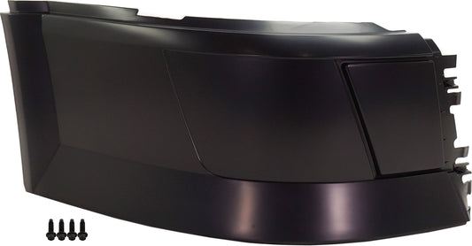 Front, Passenger Side Bumper End, Painted Black Plastic