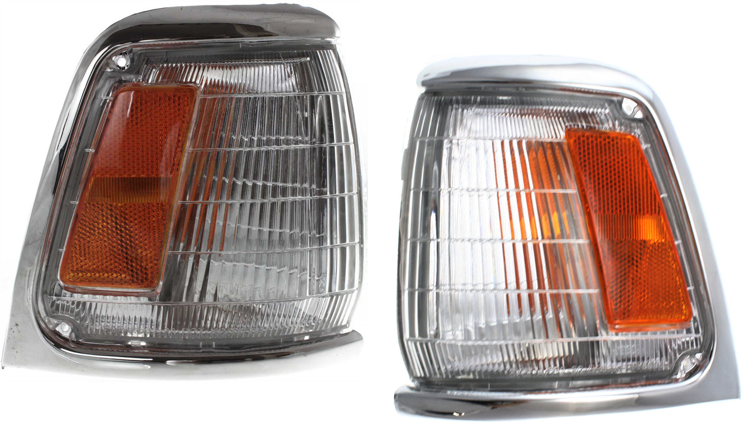 Driver and Passenger Side Corner Lights, With Bulb, With Chrome Trim