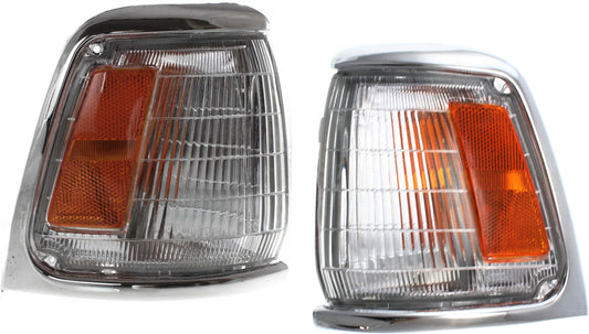 Driver and Passenger Side Corner Lights, With Bulb, With Chrome Trim
