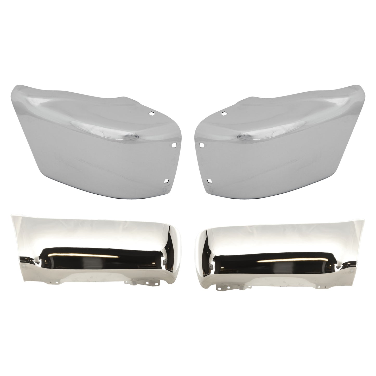 Задний бампер со стороны водителя и пассажира, хромированная сталь