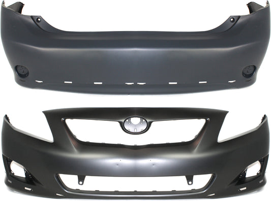 Front and Rear Primed Bumper Covers, For Models With Spoiler Holes, North America Built Vehicle