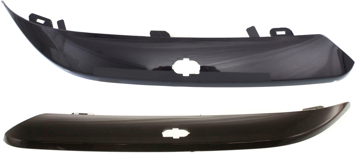 Front, Driver and Passenger Side Bumper Trims, Black, For Models With Headlight Washer Hole