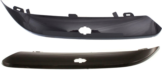Front, Driver and Passenger Side Bumper Trims, Black, For Models With Headlight Washer Hole