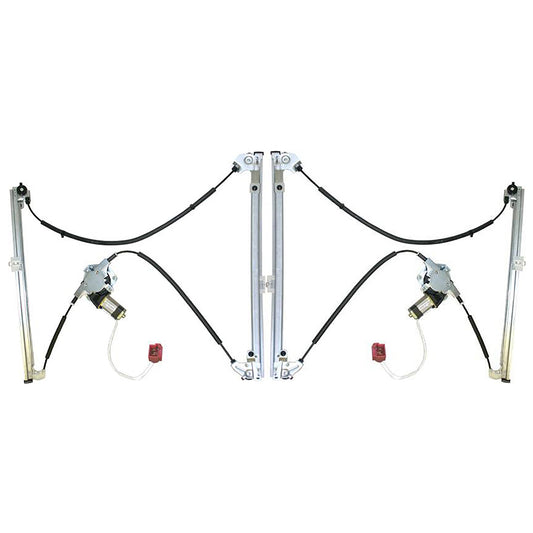 Front, Driver and Passenger Side Power Window Regulator, With Motor