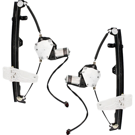 Front, Driver and Passenger Side Power Window Regulator, With Motor