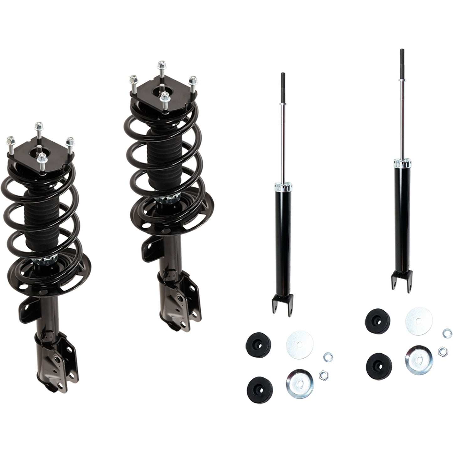Front and Rear, Driver and Passenger Side Shock and Fully Loaded Strut, FWD