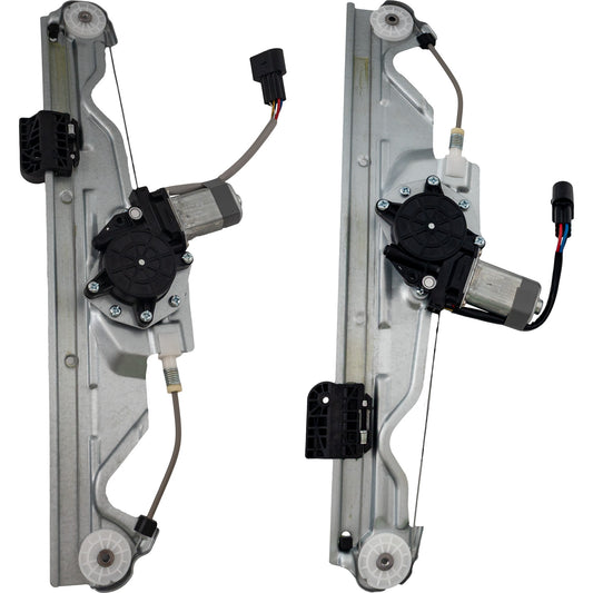 Rear, Driver and Passenger Side Power Window Regulator, With Motor