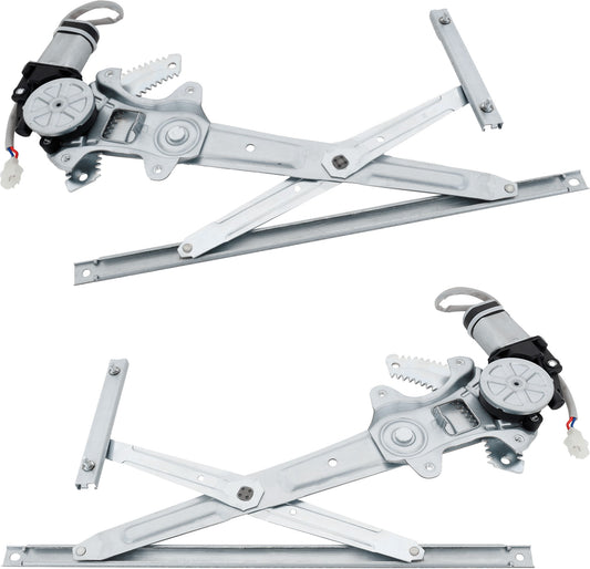 Front, Driver and Passenger Side Power Window Regulator, With Motor