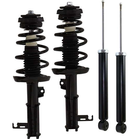 Front and Rear, Driver and Passenger Side Shock and Fully Loaded Strut, FWD, For Models without Active Suspension