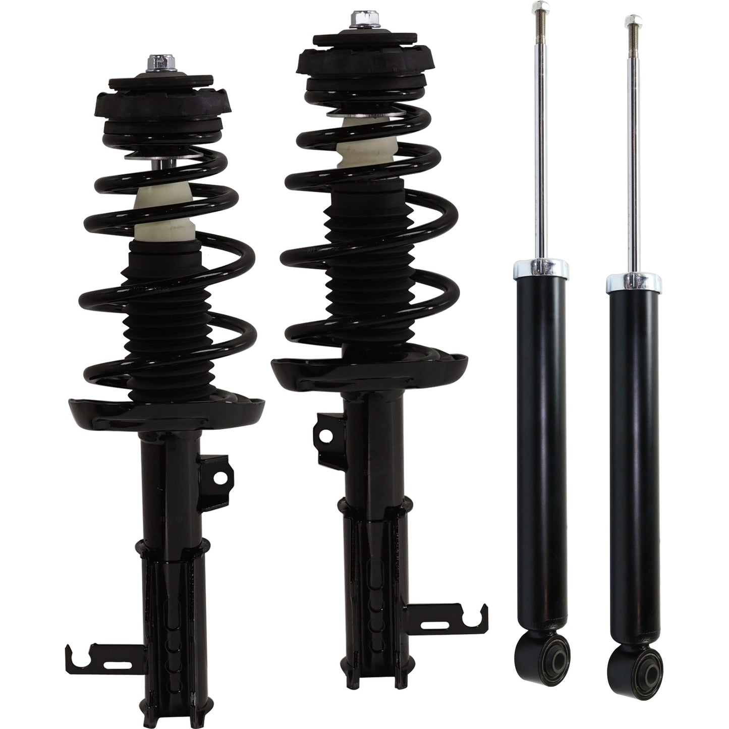 Front and Rear, Driver and Passenger Side Shock and Fully Loaded Strut, FWD, For Models without Active Suspension