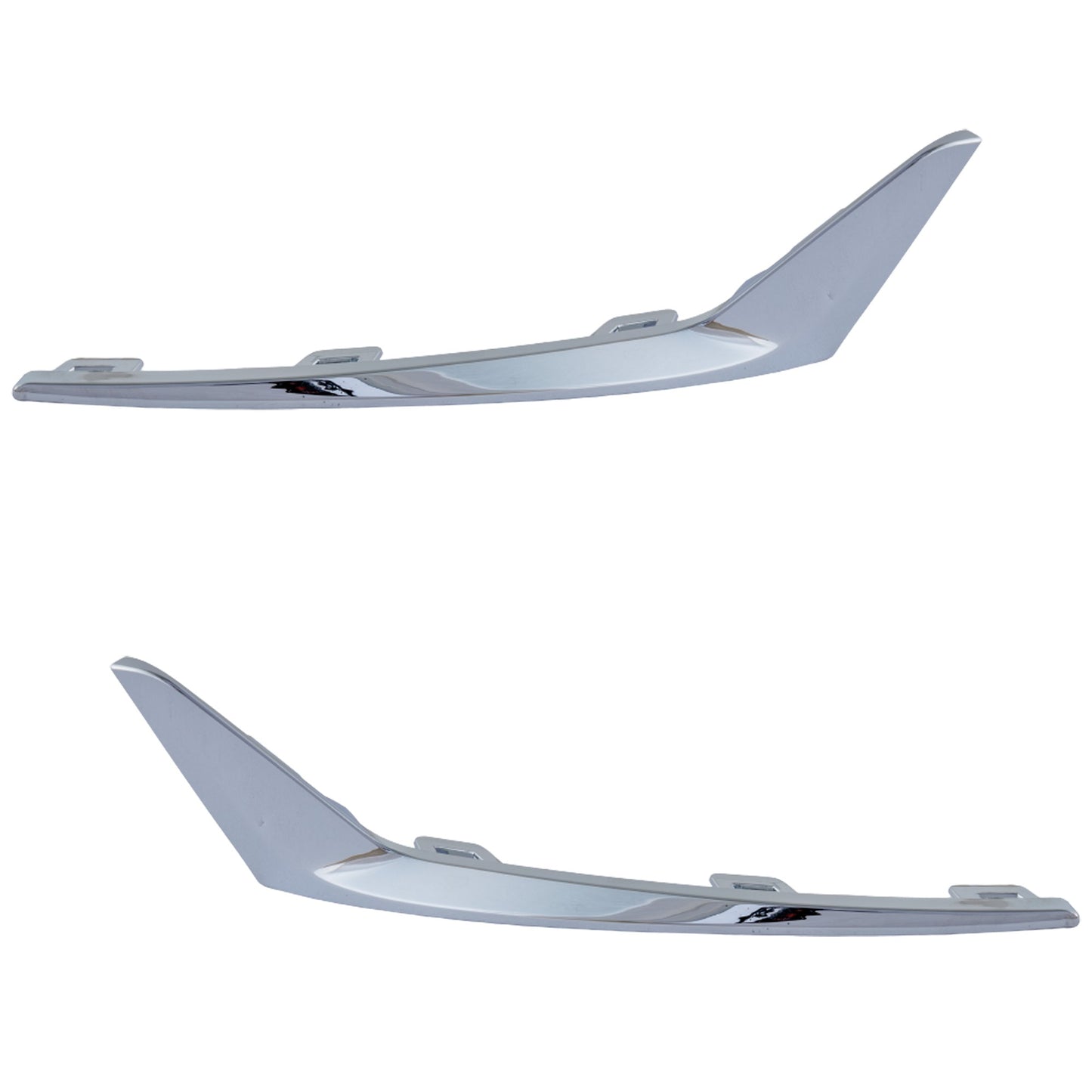 Rear, Driver and Passenger Side, Upper Bumper Trims, Primed, Sedan