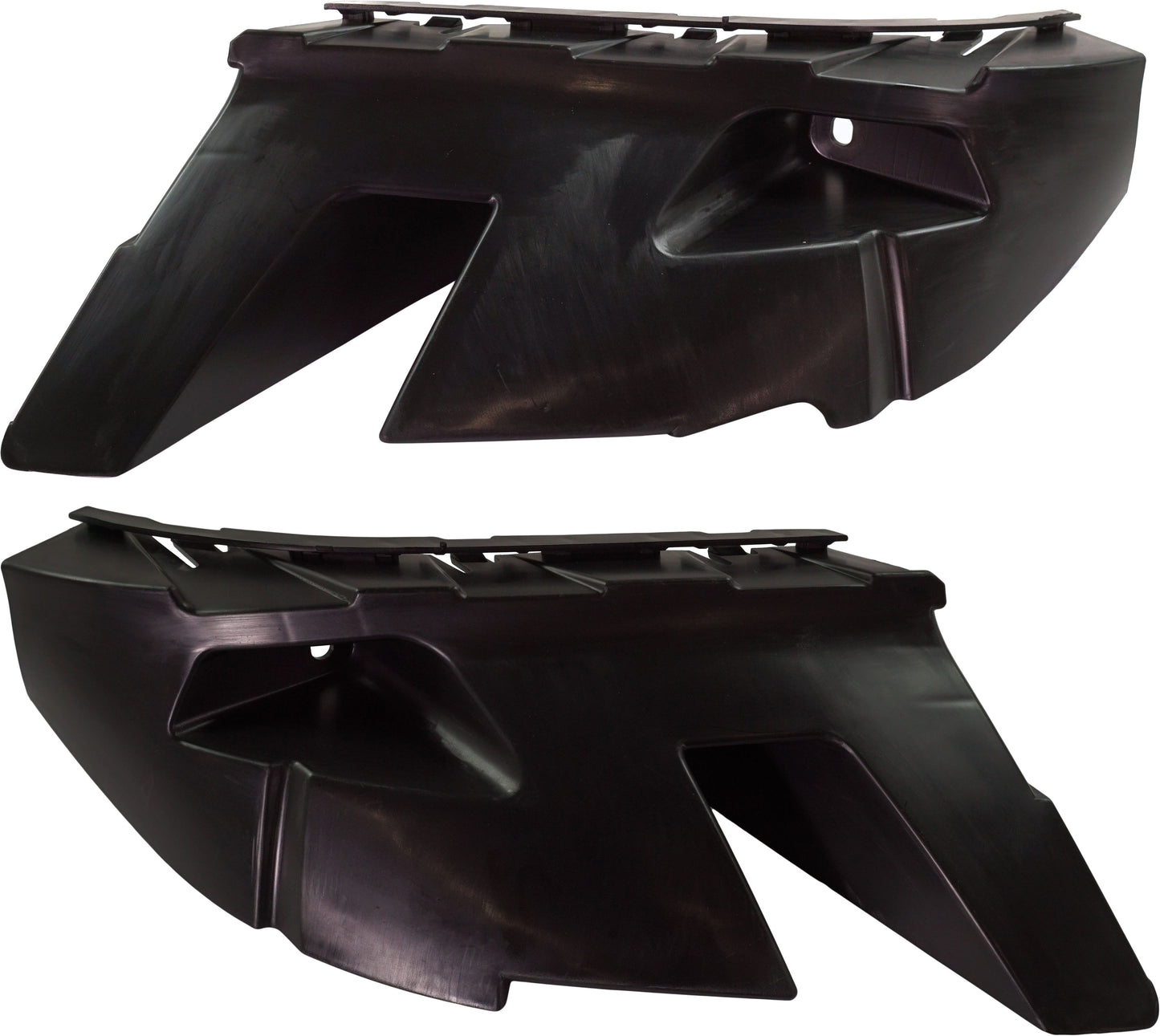 Front, Driver and Passenger Side, Upper Bumper Brackets; 1 or 2-Piece Bumper Type