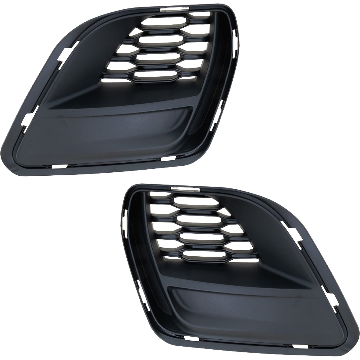 Front, Driver and Passenger Side Fog Light Trims, Primed, For Models With Hood Scoop