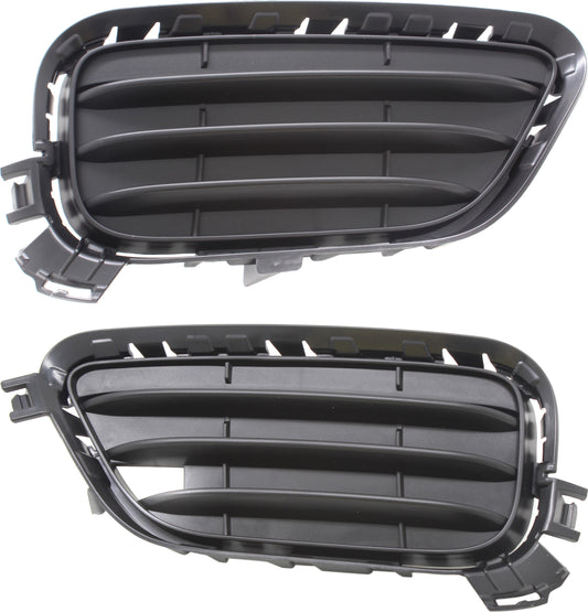 Front, Driver and Passenger Side, Outer Bumper Grilles, Black