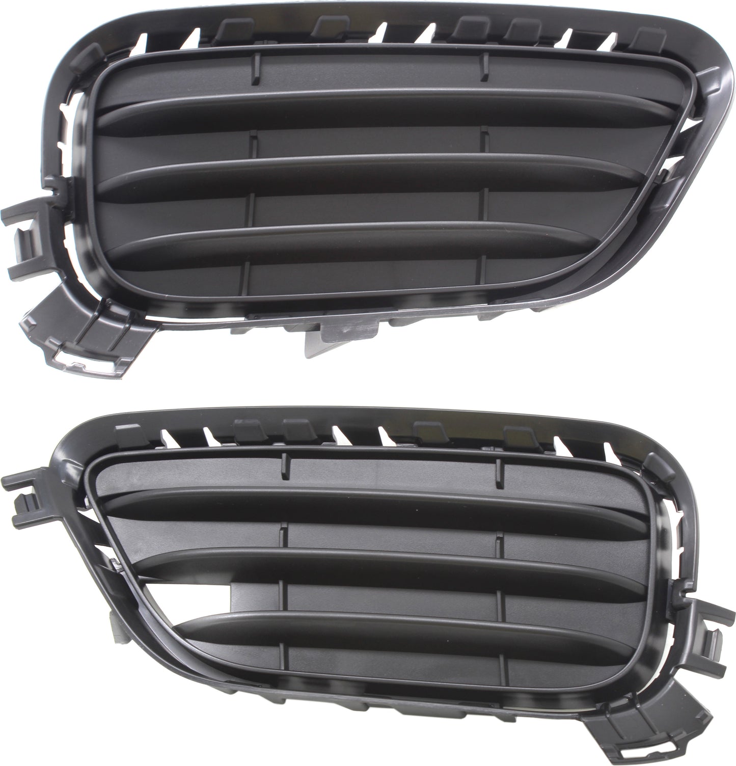 Front, Driver and Passenger Side, Outer Bumper Grilles, Black