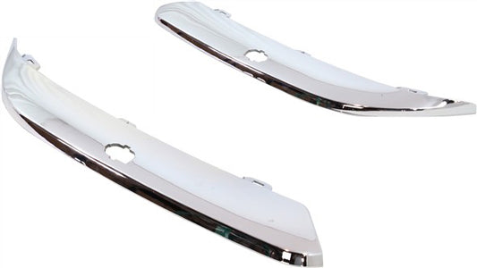 Front, Driver and Passenger Side Bumper Trims, Chrome, For Models With Headlight Washer Hole